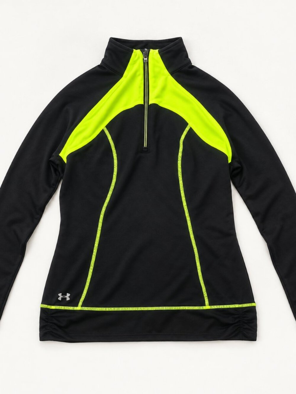 Under Armour ColdGear Black Neon Yellow Quarter Zip Pullover Women’s M